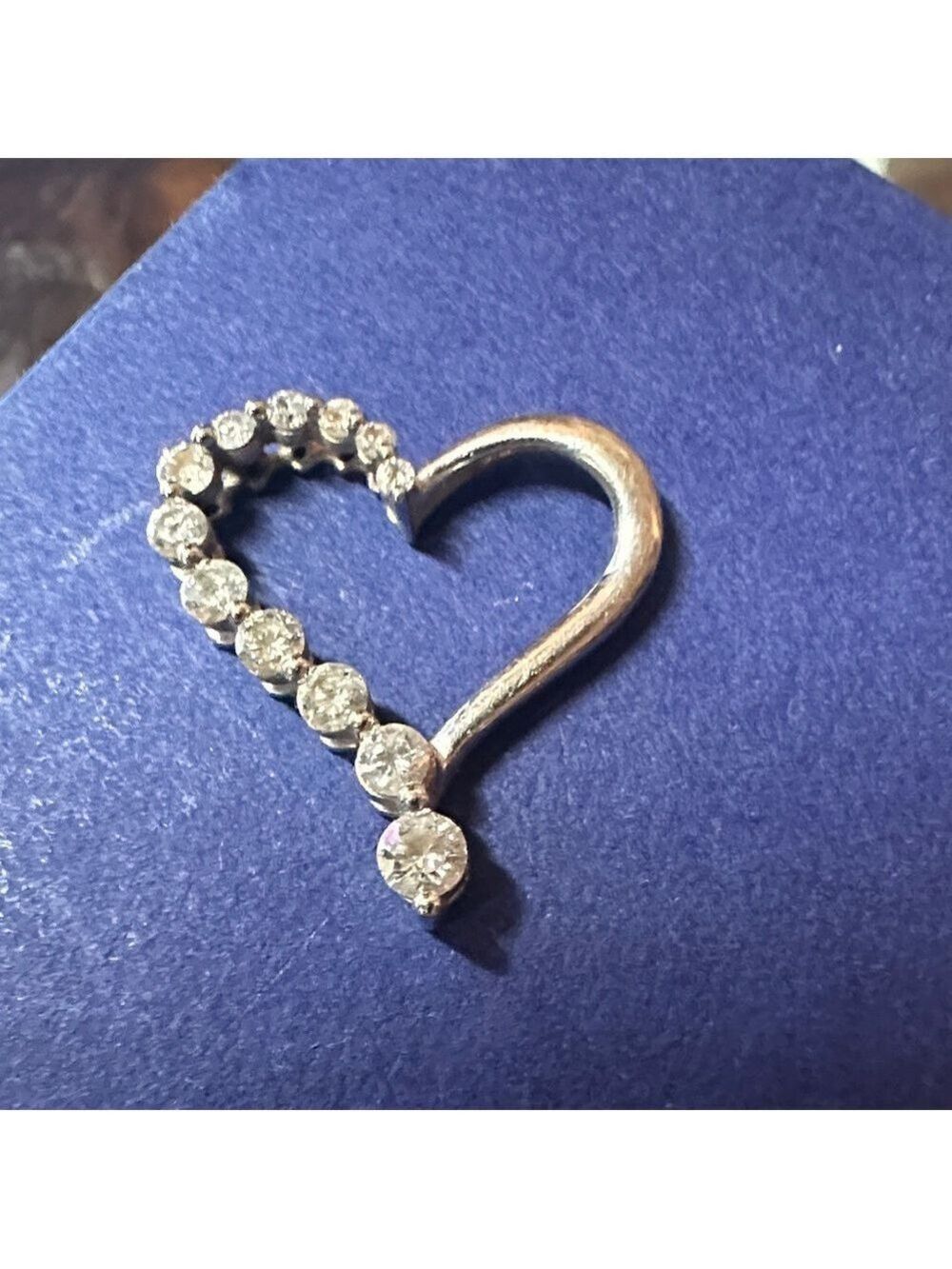 Vintage 14 Karat White Gold Diamond Heart Pendant - Picture 1 of 1